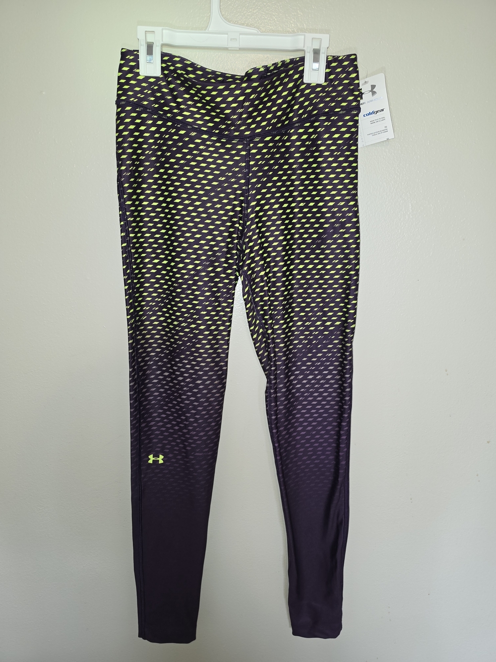 NWT Under Armour Performance Leggings - Purple & Neon Yellow